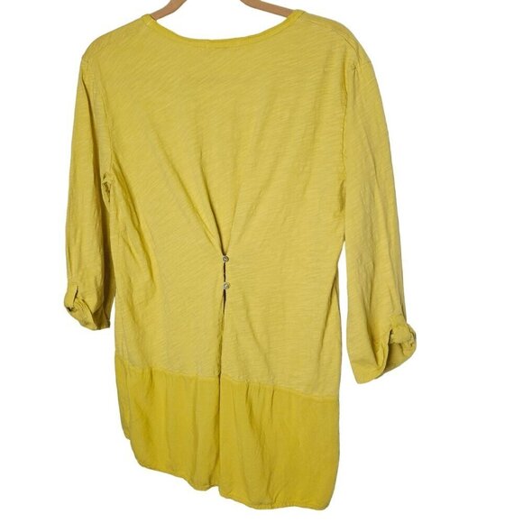 Fresh Produce Yellow Top‎ Mulitmedia Gauzy Back Button Detail Cotton Viscose XL - Picture 10 of 15